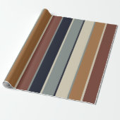 Modern Earthy Stripes Rust Green Navy Burgundy Cadeaupapier (Uitgerold)