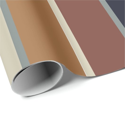 Modern Earthy Stripes Rust Green Navy Burgundy Cadeaupapier (Rol Hoek)