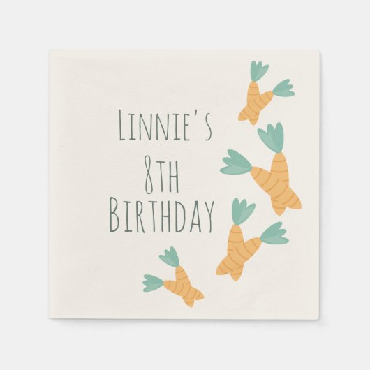Modern Easter Carrot Bunch Birthday Servet (Voorkant)