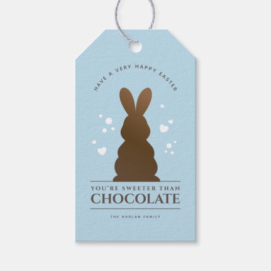 Modern Easter Chocolate Bunny, gepersonaliseerd Cadeaulabel (Voorkant)