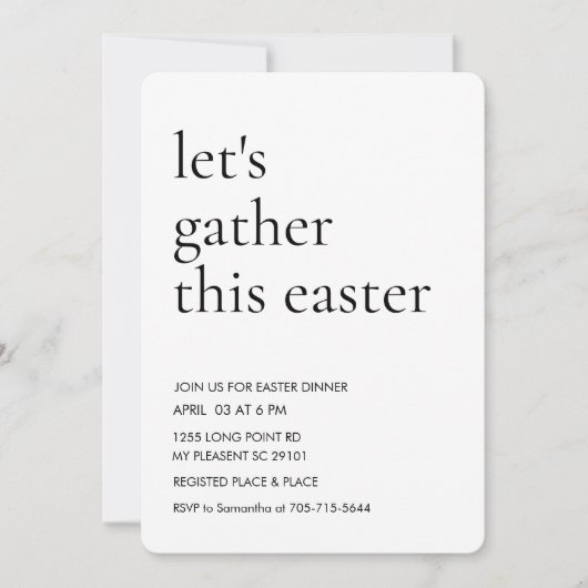 Modern Easter Dinner Let's Gather This Easter Kaart (Voorkant)