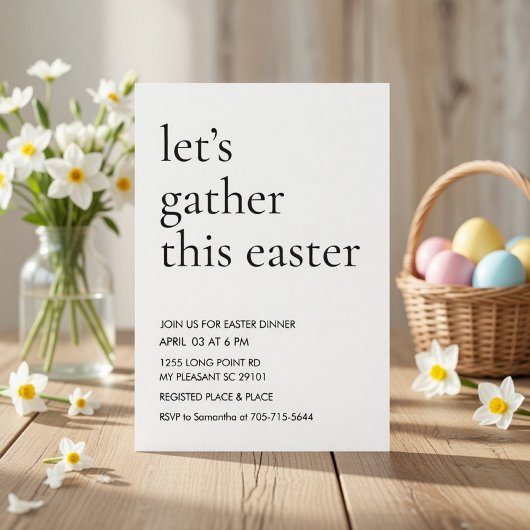 Modern Easter Dinner Let's Gather This Easter Kaart