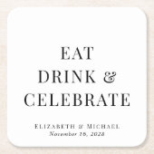 Modern Eat Drink Vier bruiloft Kartonnen Onderzetters (Voorkant)