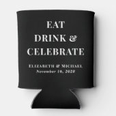 Modern Eat Drink Vieren Zwart Bruiloft Blikjeskoeler (Achterkant)