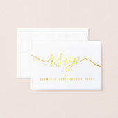 Modern ECHT FOLIE script RSVP Gold Folie Kaarten (Voorkant met envelop)