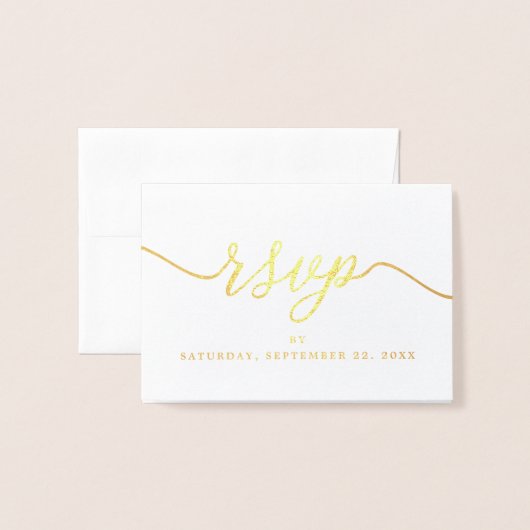 Modern ECHT FOLIE script RSVP Gold Folie Kaarten (Voorkant met envelop)