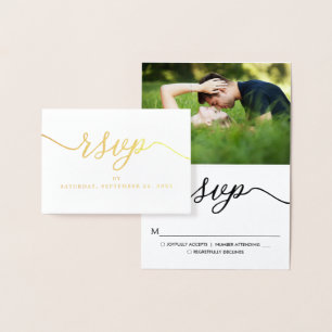 Modern ECHT FOLIE script RSVP Gold Kaarten