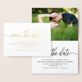 Modern ECHT FOLIE script Save the Date Gold Kaarten (Display)