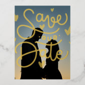 Modern echt goud Bewaar de datum Folie Briefkaart (Voorkant)