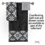 Modern eclectisch zwart wit bloemenpatroon bad handdoek