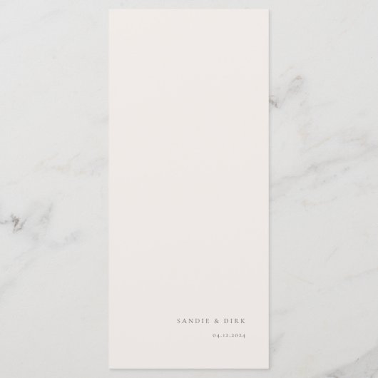 Modern Ecru Olijftak Bruiloft Menu (Achterkant)