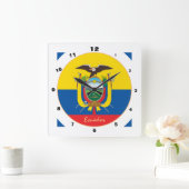 Modern Ecuador vlag, trendy Ecuador Home / design Vierkante Klok (Huis)
