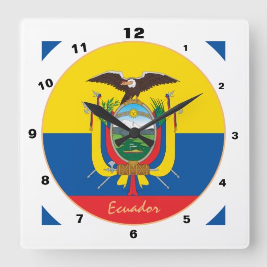 Modern Ecuador vlag, trendy Ecuador Home / design Vierkante Klok (Voorkant)