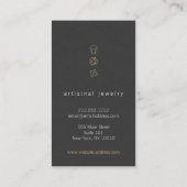 Modern Edelsteen Trio Logo Verticaal Donkergrijs Visitekaartje (Achterkant)