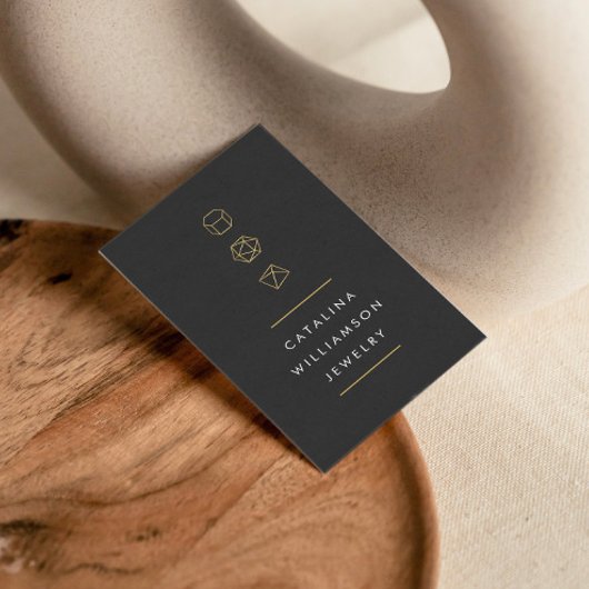 Modern Edelsteen Trio Logo Verticaal Donkergrijs Visitekaartje