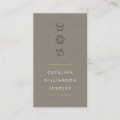 Modern edelsteen trio Logo Vertical Khaki Visitekaartje (Voorkant)
