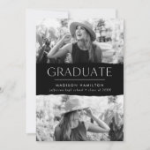 Modern Edge Black 2 Photo Afstuderen Aankondiging (Voorkant)