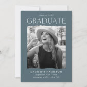 Modern Edge Blue Grey Photo Afstuderen Aankondiging (Voorkant)