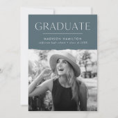 Modern Edge Blue Grey Photo Afstuderen Aankondiging (Voorkant)