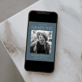 Modern Edge Blue Grey Photo Afstuderen Aankondiging