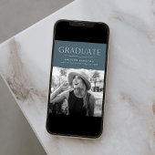 Modern Edge Blue Grey Photo Afstuderen Aankondiging