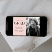 Modern Edge Blush Photo Afstuderen Aankondiging