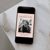 Modern Edge Blush Pink Photo Afstuderen Aankondiging