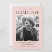 Modern Edge Blush Pink Photo Afstuderen Aankondiging (Voorkant)