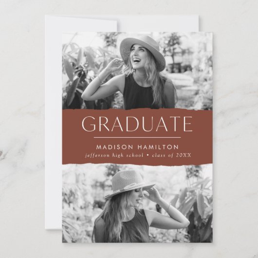 Modern Edge Brown 2-foto-Afstuderen Aankondiging (Voorkant)