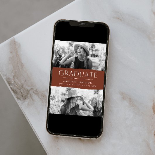 Modern Edge Brown 2-foto-Afstuderen Aankondiging