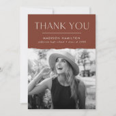 Modern Edge Brown Photo Afstuderen Bedankkaart (Voorkant)