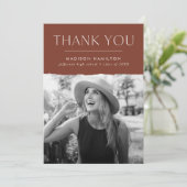 Modern Edge Brown Photo Afstuderen Bedankkaart (Staand voorkant)