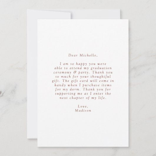 Modern Edge Brown Photo Afstuderen Bedankkaart (Achterkant)