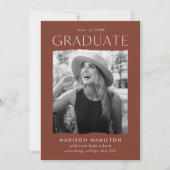Modern Edge Brown Photo Graduation Aankondiging (Voorkant)