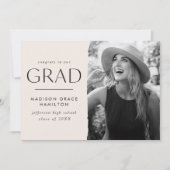 Modern Edge Cream Photo Afstuderen Aankondiging (Voorkant)