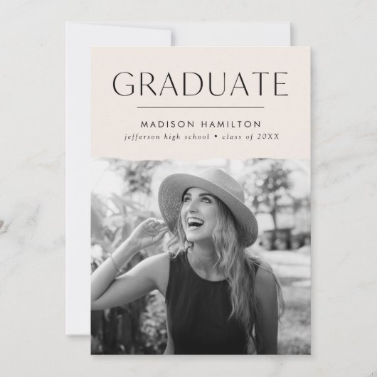 Modern Edge Cream Photo Afstuderen Aankondiging (Voorkant)