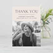 Modern Edge Cream Photo Afstuderen Bedankkaart (Staand voorkant)