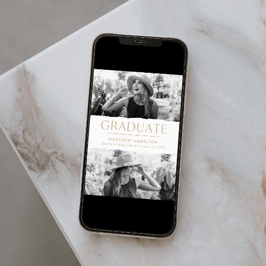 Modern Edge Gold 2 Foto Afstuderen Aankondiging