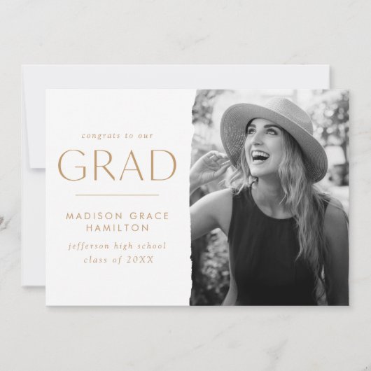 Modern Edge Gold Photo Afstuderen Aankondiging (Voorkant)