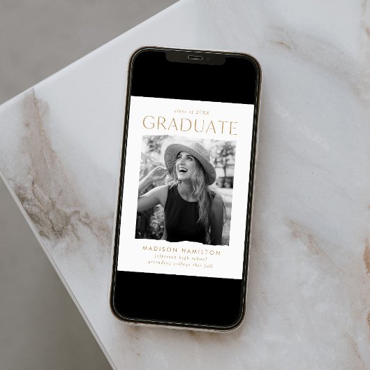 Modern Edge Gold Photo Afstuderen Aankondiging