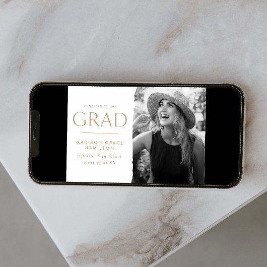 Modern Edge Gold Photo Afstuderen Aankondiging
