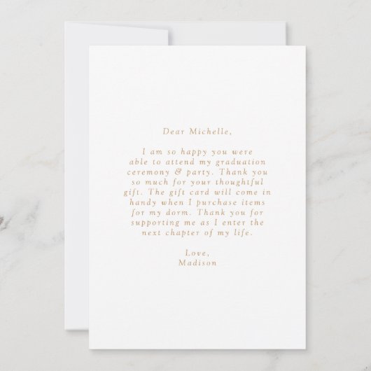 Modern Edge Gold Photo Afstuderen Bedankkaart (Achterkant)