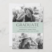 Modern Edge Mint Green 2 Photo Afstuderen Aankondiging (Voorkant)