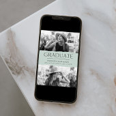 Modern Edge Mint Green 2 Photo Afstuderen Aankondiging