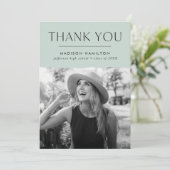 Modern Edge Mint Photo Afstuderen Bedankkaart (Staand voorkant)