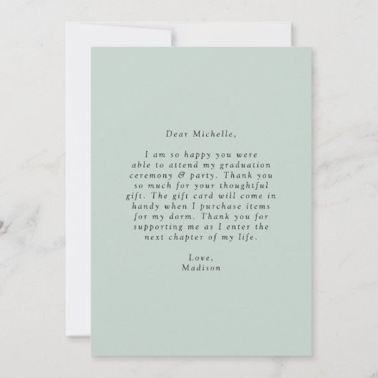 Modern Edge Mint Photo Afstuderen Bedankkaart (Achterkant)