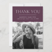 Modern Edge Paars Photo Afstuderen Bedankkaart (Voorkant)