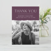 Modern Edge Paars Photo Afstuderen Bedankkaart (Staand voorkant)
