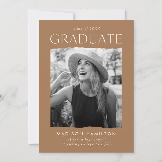 Modern Edge Toffee Photo Afstuderen Aankondiging (Voorkant)