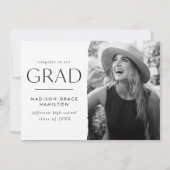 Modern Edge White Photo Afstuderen Aankondiging (Voorkant)